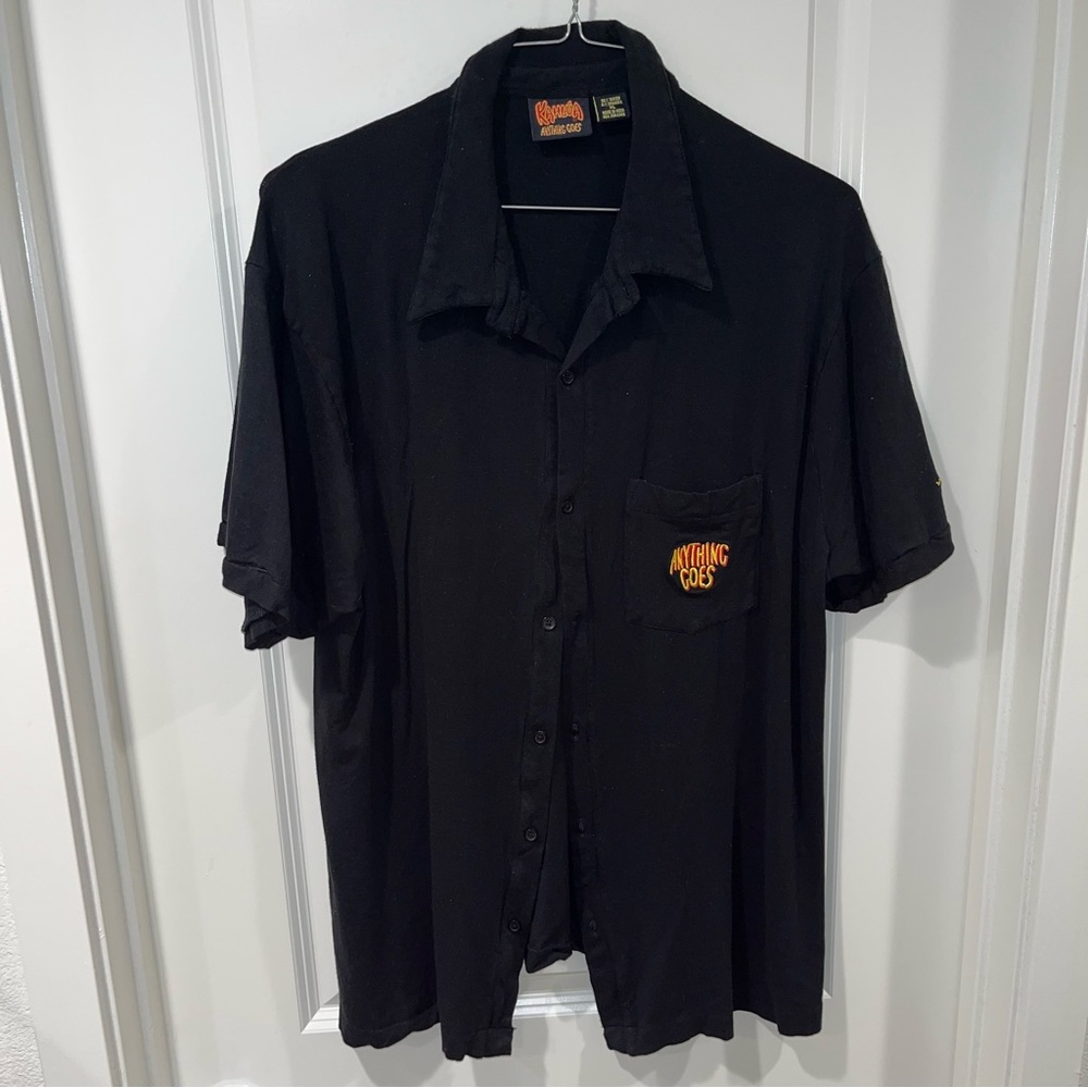Vintage Kahlua Liquer Men's Black Embelleshed Short Sleeve Button Down Shirt XL